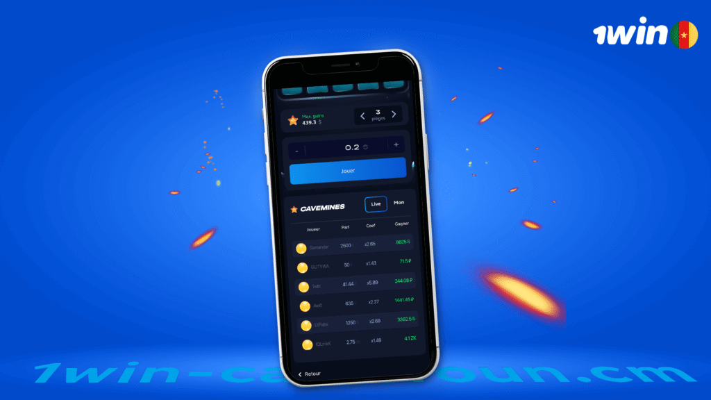 Version mobile Mines 1win : jouer partout au Cameroun