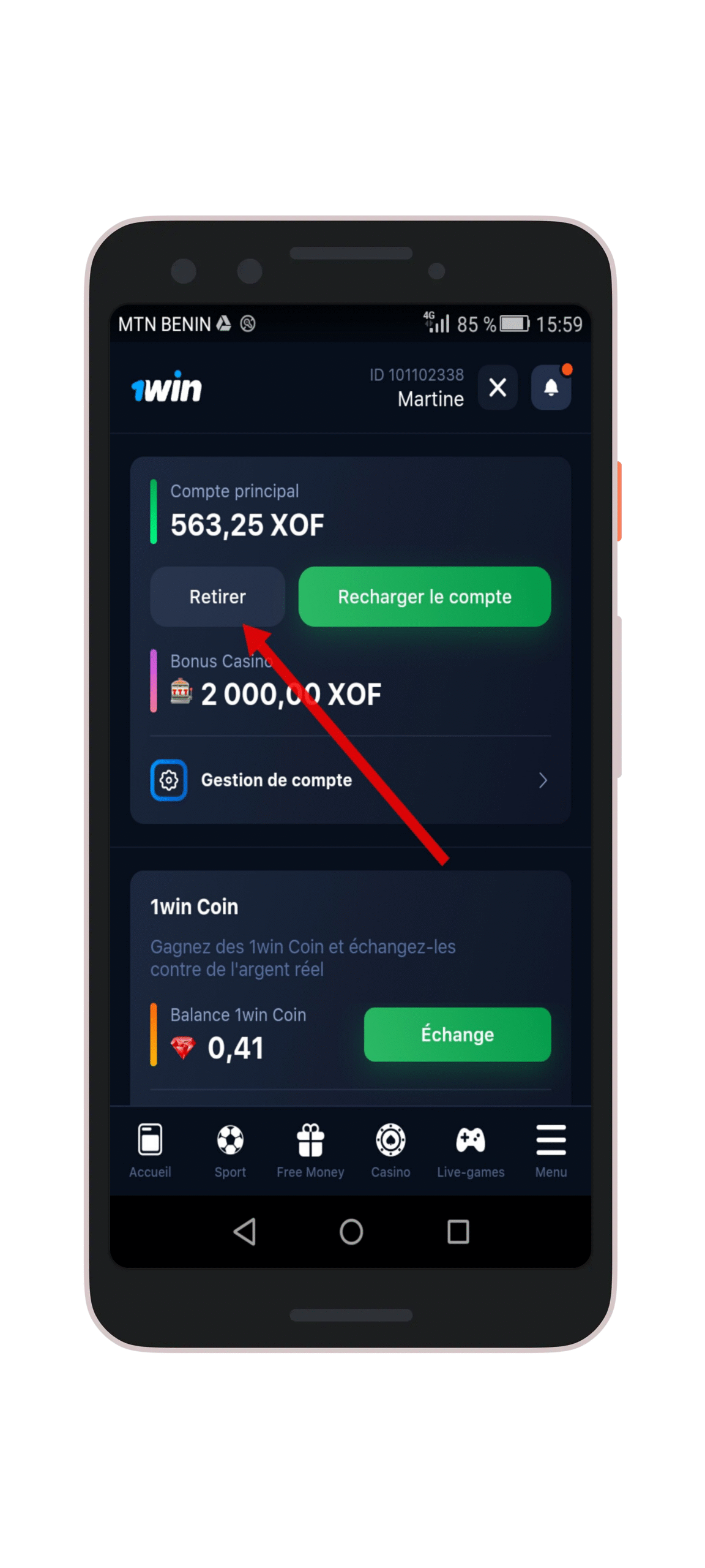 Cliquez sur "retirer"