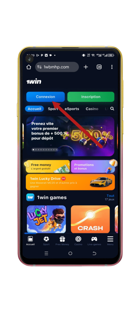 Cliquez sur le bouton « Connexion ».